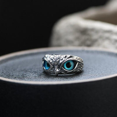 Glückseule Verstellbarer Ring aus Silber und Opal